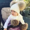 Automne hiver nouvelle mère et enfants correspondant bonnets bébé enfants chaud tricoté chapeaux adolescente filles raton laveur laine boule bonnets écharpes