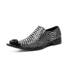 Formal New Fashion Shoe Serpentine Pattern Party Prom Dress Men Pointed Toe Real Leather Business Shoes Slip on s