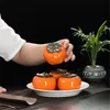 Ceramic Persimmon Tea Canister Coffee Box Puer Green Sealed Jar Mini tea cans for puer Oolong tea storage Preference