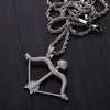 Nouveau collier pour hommes arc et flèche pendentif collier or argent couleur Hip Hop bijoux cuivre matériel CZ Bling