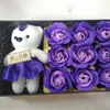 人工装飾のバラのギフトボックス石鹸の花クマのギフトボックス母の日バレンタインデーのギフト香りの花ソープボックスbh2943 TQQ