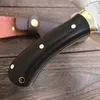 Nowy Zewnętrzny Survival Styght Polowanie Nóż D2 Lustro Polski Drop Point Blade Full Tang Drewniane Noże z osłoną skórzaną