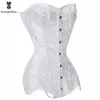 Drop Shipping Corset Длинные Torso Корсеты Дешевые Черные Белые Корсет Насыщенные талии Похудование Цветочные Бюстистера Женщины Плюс Размер Горсита