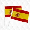 Spanien sjunker handhållen stickduk flaggor Säkerhetsboll Topp Hand Nationella flaggor 14 * 21cm 10st mycket