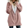 Women Zipper Cardigan Hooded Jacket Winter Fashion Casual Plush Sweater Long Sleeves Warm Overcoat Top Outwear Coat Hoodie LJJW-F18