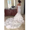 Luxury Vintage Off Shoulder Mermaid Wedding Dresses Illusion Lace Appliqued Court Train Wedding Dress Bridal Gowns Robe De Mariee Sirene