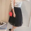 Tigena Midi Pleated Tulle Skirt Women 2020 여름 라인 높은 허리 무릎 길이 Tutu 스커트 여성 학교 Sun Tiulowa Spodnica Y200704