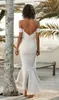 Vit Charmig Mermaid Prom Klänningar Sweetheart Kortärmad Sexig Backless Bridal Gowns Hög Låg Rufflus Fromal Evening Klänningar