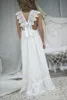 Mousseline de soie plage Boho robes de fille de fleur 2020 nouvellement taille personnalisée robes de sainte communion col en V enfant robes formelles218w