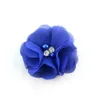 wholesale sewn beaded fabric chiffon ruffled flowers w/pearl rhinestone center without clip for baby infant