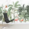 Пользовательские Фото обои Современные Rainforest листьев растений животных Птицы Mural Гостиная TV Диван Спальня Home Decor Papel De Parede 3D