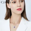 CZCITY ELEGANT Oval Princess William Sapphire Pendant Necklace For Women 100% 925 Sterling Silver Charms Necklace Jewelry MX1907269799509