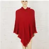 Kvinnors Hooded Poncho Batwing Sticka Shawl Cloak Coat Knitwear Cape Gratis Storlek GB1405