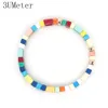 3UMETER 2019 NEW ALLOY PAINT Armband för män Kvinnor Multicolor Elastic Armband Stacking Handgjorda Par Present