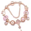 Créateur de luxe de mode mignon belle clé coeur diamant cristal bricolage perles européennes bracelet de charme pour femme filles or rose