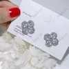 Clover Hip hop punk S925 Pure Silver Flower Earrings zircon Temperament lady Earrings Dance party High-end quality Luxury fashion Platinum Eardrop