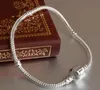 925 Sterling Silver Bracelets 3mm Snake Chain Fit Charm Bead Bangle Bracelet Jewelry Gift For Men Women GB1671