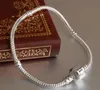 925 Sterling Silver Armband 3mm Snake Chain Fit Charm Bead Armband Armband Smycken Present För Män Kvinnor GB1671