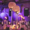 Bougeoirs votifs en forme de Globe de cristal doré, chandelier pour centres de table de mariage, lampes avec lumière, 28, 26, 24 pouces de hauteur