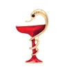 女性ワイングラススネークブローチピンゴールド合金エナメルパーティーラペルピンブローチスーツアクセサリー