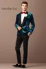 Yeşil Düğün Erkekler 2019 Iki Parçalı Damat Smokin Takım Elbise Çentikli Yaka Trim Fit Erkekler Parti Suit Özel Made Groomsmen Suits (Ceket + Pantolon)