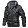 Vestes pour hommes taille européenne luxe hommes veste en cuir PU à capuche moto manteaux mâle Jaqueta Couro manteau d'hiver #61