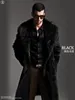 2020 Maxi Long Winter Men Suede Black Fur Coat High Imitated Norek Mężczyźni Long Coat Vetement Femme Hiver Atmosfera Ciepłe Futra Płaszcze