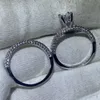 Parringar 2st. Fantastiska Deluxe -smycken 925 Sterling Silver Oval Cut White Topaz Pave Cz Diamond Party Women Wedding Bridal Ring8217816