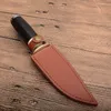 Factory Direct Outdoor Survival Nóż myśliwski Wysokiej Steel Drop Point Ostrze Ebony Uchwyt Stałe Ostrza Noże ze skórzaną pochłami