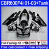 Repsol black top Body +Tank For HONDA CBR 600 F4i CBR 600F4i CBR600FS 600 FS 286HM.2 CBR600F4i 01 02 03 CBR600 F4i 2001 2002 2003 Fairings