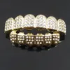 Dentes de Ouro Grillz Rhinestone Grelhados Brilhantes Conjunto Gelado Fora Dentes Hip Hop Jóias