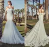 2019 Calla Blanche Mermaid Wedding Dresses Lace Off The Shoulder High Low Country Bridal Gowns Sweep Train Backless Beach Wedding Dress
