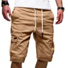 Männer Jeans Einfarbig Cargo Shorts Männer 2021 Mens Casual Männlich Lose Arbeit Mann Kordelzug Fünfte Hosen Plus Größe1