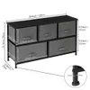 2-Tier Wide Closet Dresser, Nursery Dresser Tower with 5 Easy Pull Fabric Drawers and Metal Frame, Multi-Purpose Organizer Unit for Closets,