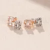 18K Rose Gold Square Crystal Stud Earring Original box for Pandora 925 Silver Crystal CZ Diamond Earrings Set for Women Fashion accessories