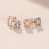 NEW Sparkling Square Halo Stud Earrings summer Jewelry for Pandora 925 Silver Rose gold CZ diamond Earring for Women with Original box