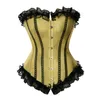 Women Multicolor Burlesque Plus Size S-6XL Ruffle Lace Trim Overbust Corset Lingerie Top Body Shaper Sexy Lace Up Plastic Boned Corselet