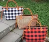 Fashion Checkered Single Handbag Shoulder Canvas Bag Flower Women Reusable Portable Shopping Bags lunch bags DHL shipping