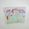 Love Rose Ölbrennerpfeifen Transparente Glasrohrpfeifen 4" Zoll Pfeife mit Kunststoff Love Rose Flower Insider Handpfeifen Tabakpfeife