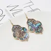 Moda Altın Rengi Geometri Çiçek leopar baskı Druzy Küpe Abalone Shell Püskül Druzy Dangle Küpe İçin Kadınlar marka Takı