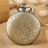 Classic Ancient Hollow Out Flower Design Case Quartz Pocket Watch Women's Clock Analog Display Timepiece Necklace Chain Gifts