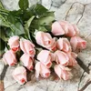 Konstgjorda siden rosor blomma verklig beröring rose stjälkar fem färger för bröllop centerpieces hemfest dekorativ blomma