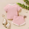 Pantalones cortos para bebés para niños Trajes 6 colores Camiseta sólida Tops para niños Ropa de diseñador para niños Trajes de empalme para niños pequeños Ropa informal para bebés