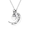 Wholesale-uxury unique designer titanium steel engraved lovely cute moon love heart pendant necklace with pest urn holder 50cm