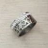 Högkvalitativ silver 316 Titanium stål 18k vitguldpläterad hjärta kristall ihålig bred 10mm kärlek bröllop band ring män kvinnor