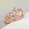 Fashion-Handicraft jewelry explosive fashion Europe and the United States famous rose gold crown zircon ring