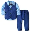 Boys Wedding Suits Kids Clothes Toddler Formal Kids Suit Children'S Wear Grey Vest + Shirt + Trousers Boys Outfit Baby Clothes