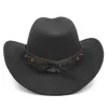 Chapeau de cowboy de style occidental pour hommes et femmes, casquette de cow-girl à large bord avec large ceinture pour Halloween, anniversaire, fête de mascarade de Noël