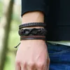 Infinity Genuine Leather Bracelets Men Rope Chain Jewelry Snap Clasp Multilayer Adjustable Wrap Bangles for Women Vintage Braided Bracelet