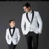 Handsome Boys White Tuxedo Kids Dinner Suits 2 Pieces Black Shawl Lapel Formal Suit Tuxedo for Kids Tuxedo for Wedding Party Jacket+Pants